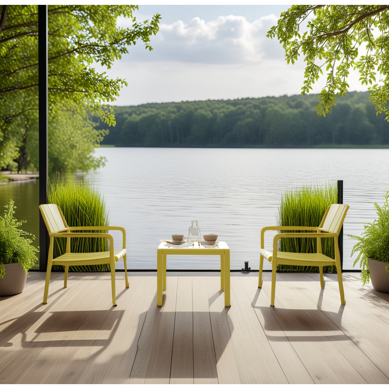 Ensemble 2 pièces chaises simples et tables basses, Yellow