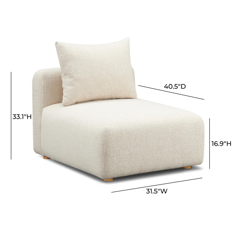 Hangover Cream Modular Armless Chair, Cream Textured Fabric