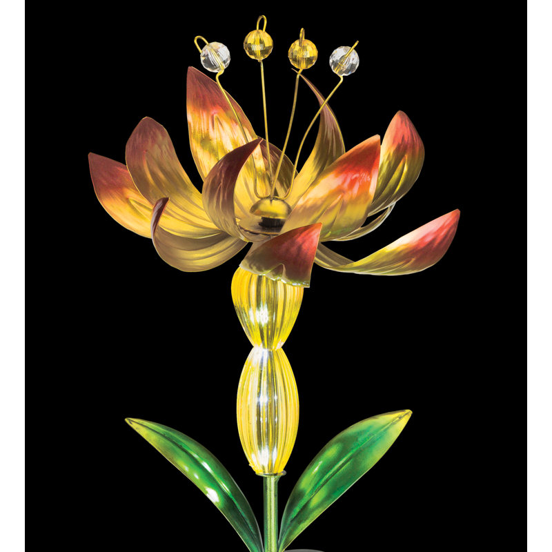 Yellow Flower Spinner Solar Garden Stake with LED Lights