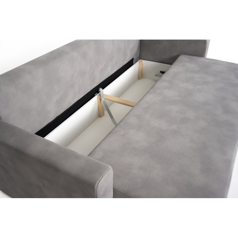 3 Seater Fabric Sofa Bed, Silver