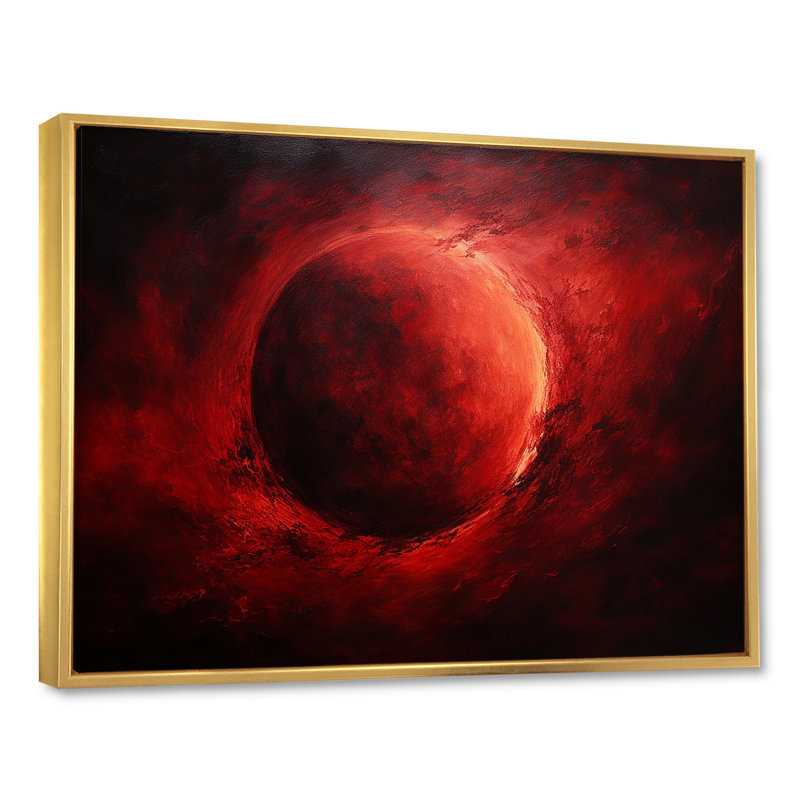 Garnet Moon Glow Magic - Lune, impressions sur toile, Cadre flottant doré, 34" H x 44" W