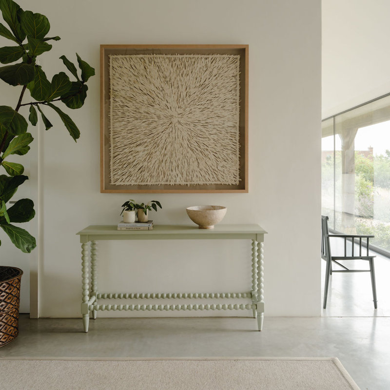 142cm Solid Wood Console Table, 76cm H x 142cm W x 34cm D, Pale Olive