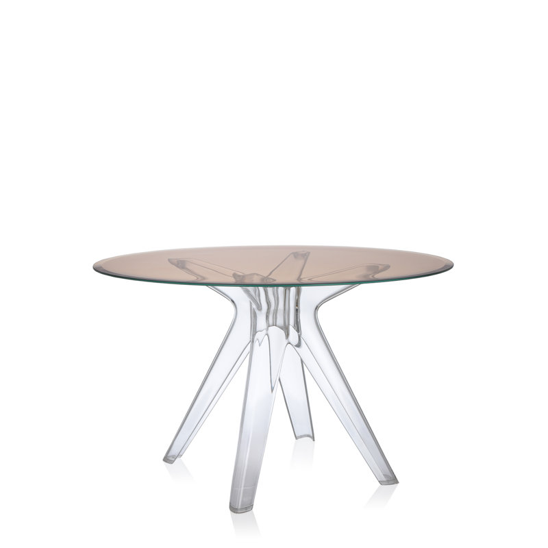 Sir Gio Round Glass Top Dining Table, Transparent, Pink