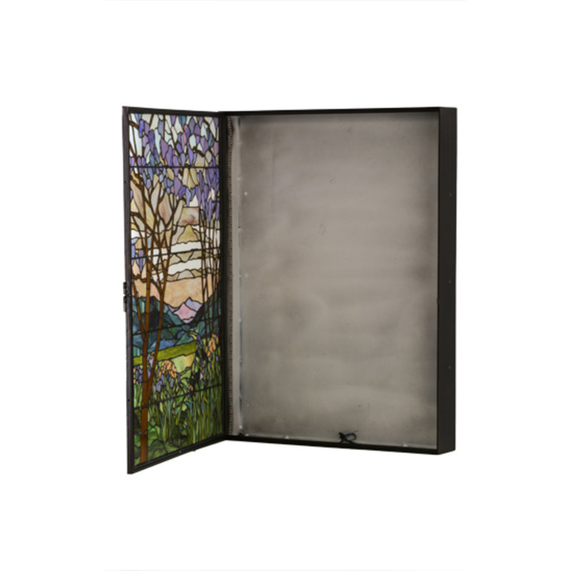 Tiffany Magnolia And Iris Stained Glass Lighted Window