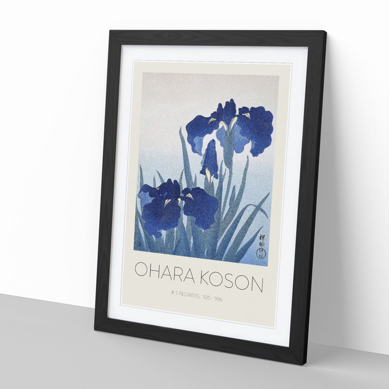 Blue Iris Flowers by Pierre-Auguste Renoir - Picture Frame Art Prints, 65cm H x 48cm W x 2cm D, Black