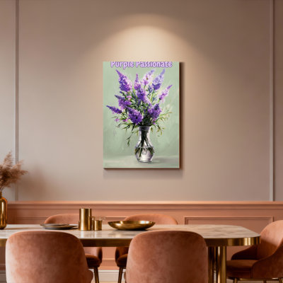 Purple Passionate Floral Bouquet Canvas Wrapped Wall Art Oil Painting Print Set Of 1