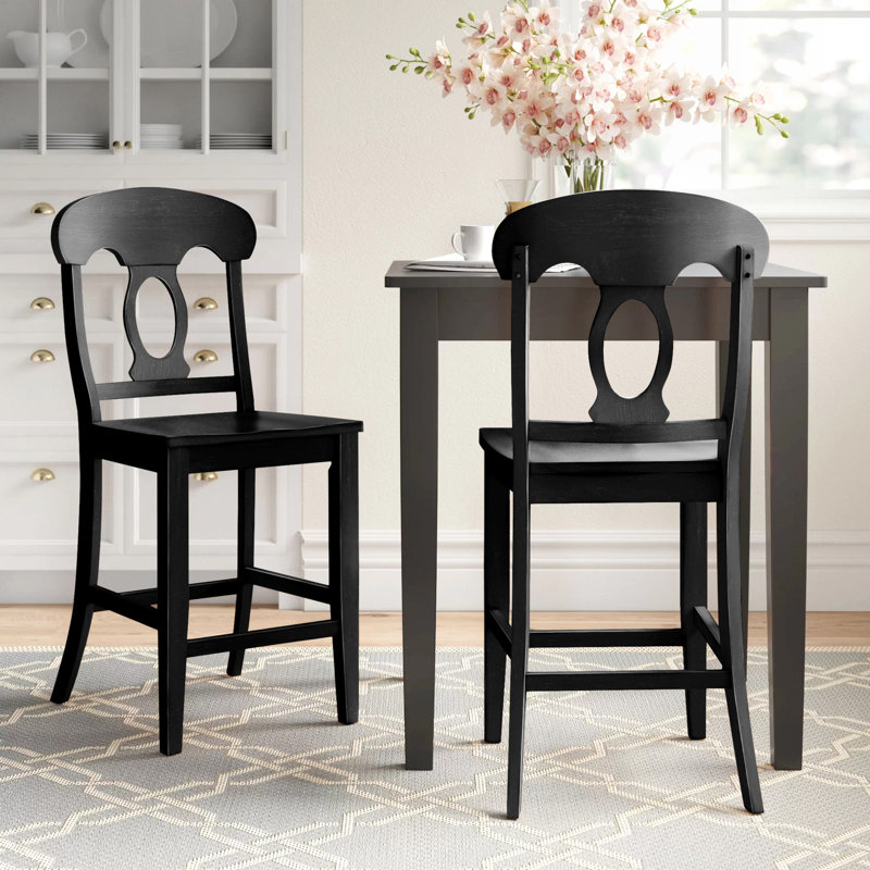 Beaufort Solid Wood Counter Stool, Antique Black, Counter Stool (24.21” Seat Height)