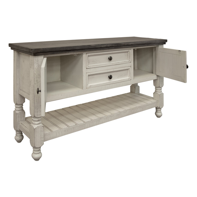Table de canapé à 2 tiroirs, 2 portes et tablette Jaboris