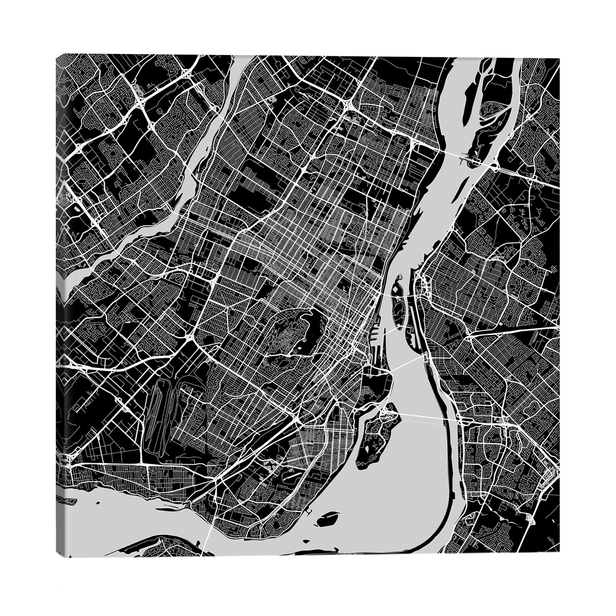 East Urban Home 'Montreal Urban Roadway Map' Graphic Art on Wrapped ...