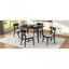 Ensemble de salle à manger 5 pièces de style Mid-Century moderne, structure en bois d'hévéa, une table et 4 chaises rembourrées, noir et gris clair-1908317458