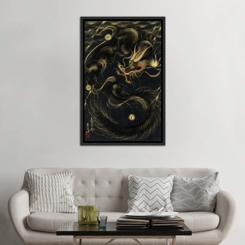 «Thunder Black Dragon» - reproduction, H 60 po x l 40po x P 1,5 po, Toile avec cadre noir