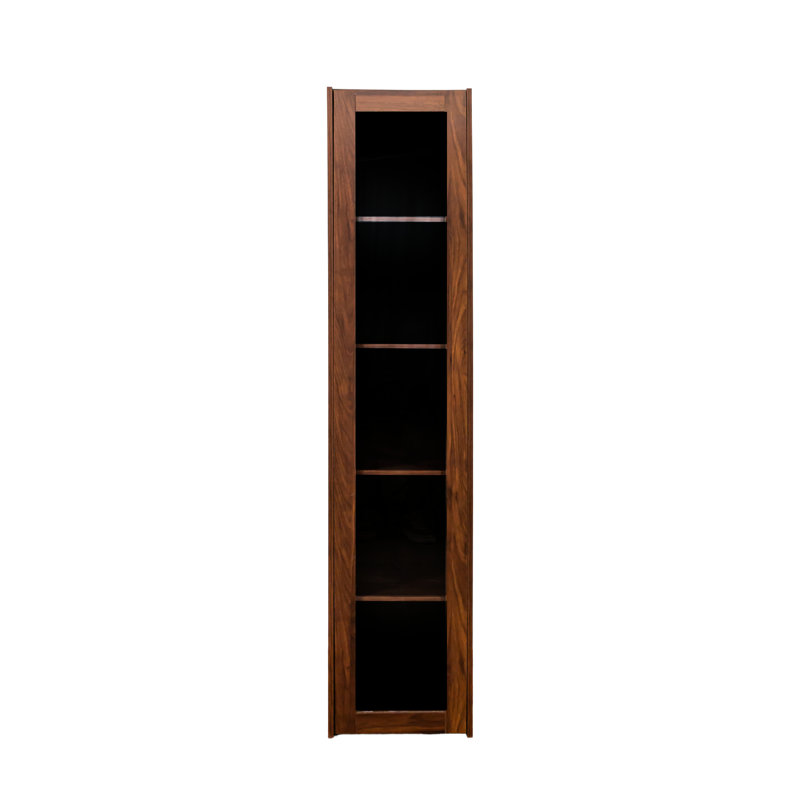 Vitrine à 5 tablettes avec portes en verre et lumières à DEL, convient à la vaisselle, trophées dans la salle à manger, profondeur 15,71 po, hauteur 71,3 po, armoire de rangement en noyer, tablettes, portes, poupées, grand, couleur