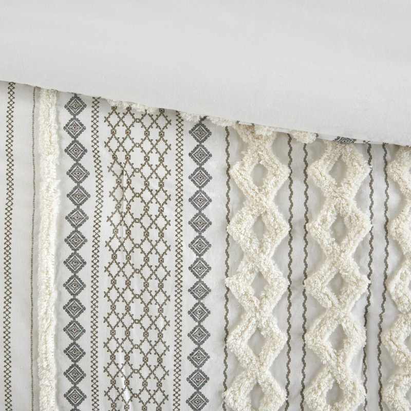 Très grand / très grand édredon. 100% coton avec capitonnage en chenille. Conception d'inspiration mondiale. Rembourrage. 2 taies décoratives. . Édredon très grand lavable à la machine. Motif.