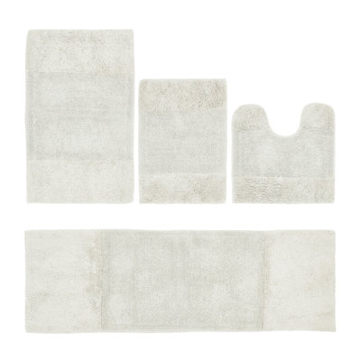 Granada Premium 100% Cotton 2155 GSM 4-Piece Bath Rug Set, OEKO-TEX® Certified, Non-Slip Spray Latex Backing, Plush Tufted, Super Absorbent, Machine Washable Bathroom Rugs for Bathroom, Shower, Tub & Vanity, Ivory