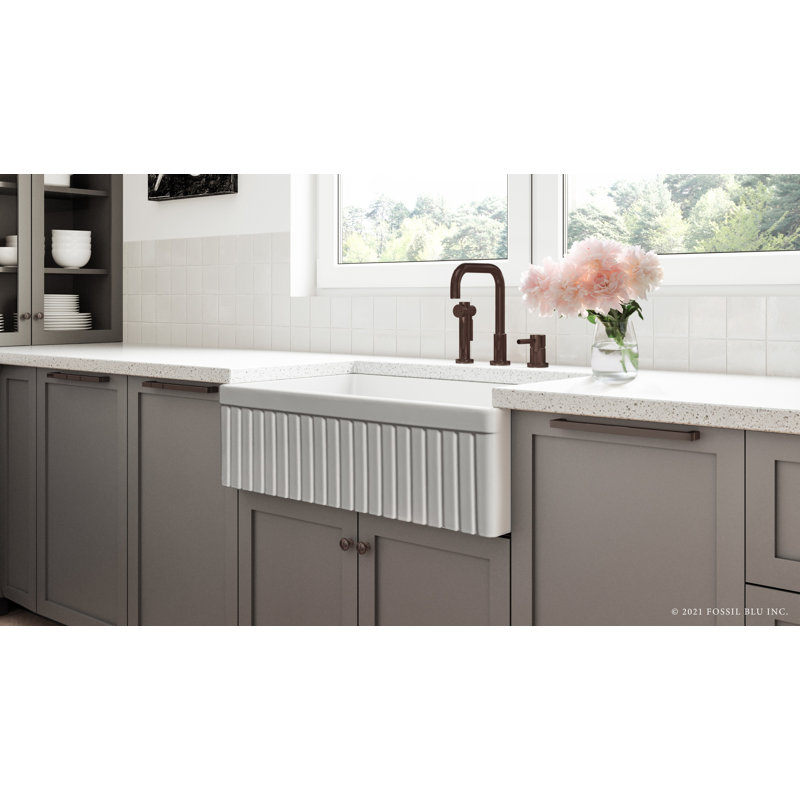 Luxury Solid Fireclay Farmhouse Sink, Antique Copper Accessories