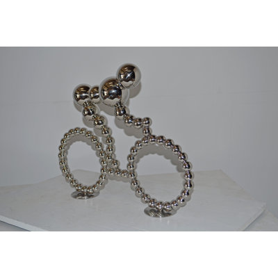 Anacostia Rider on His Bicycle Chrome Statue - Size: 22"L x 4"W x 17"H.