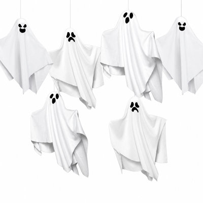 6 pièces fantôme suspendu d'Halloween 19,6 po, blanc