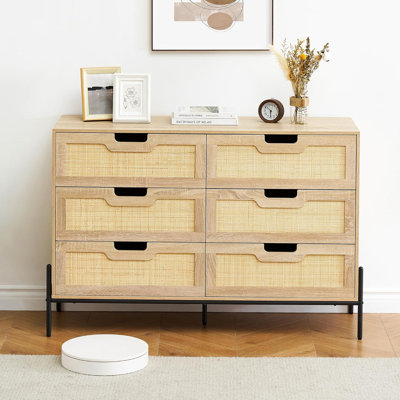 Solid Wood 120cm W 6 - Drawer Chest of Drawers