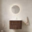 Meuble-lavabo flottant moderne avec lavabo en céramique, grain de bois noyer
