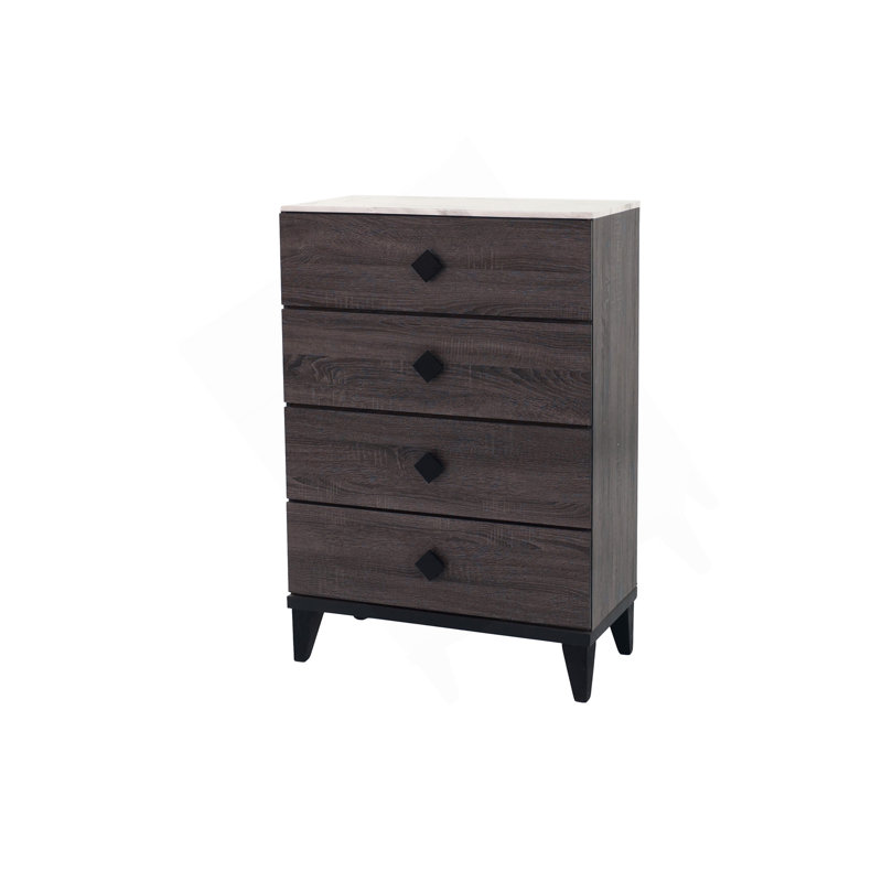 Meuble de chambre à coucher moderne 1 pièce avec commode à tiroirs et 4 tiroirs avec plateau en faux marbre