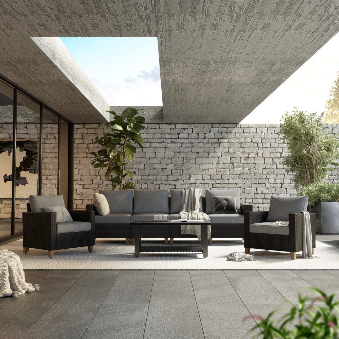 Umeh 6 - Person Modular Patio Conversation Sets with Cushions Red Barrel Studio®