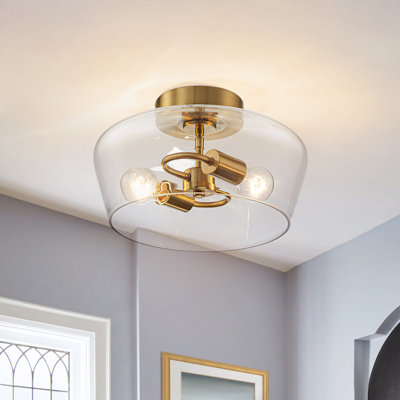 2-Light Clear Bowl Glass Flush Mount