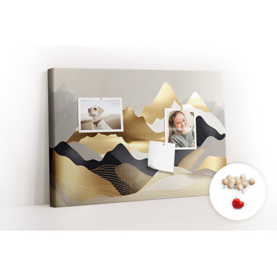 Wall Mounted cork board with print wall art notice boards home office bulletin board ideas Mountains abstract