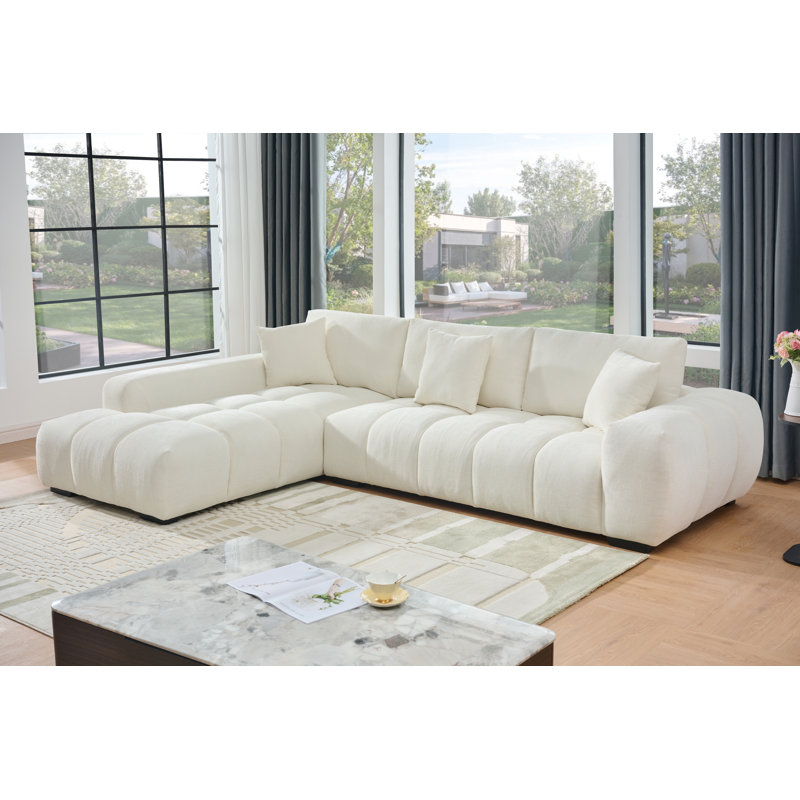 Swapan Modern Chenille Couch Sofa Sectional with Deep Tufted Seat
