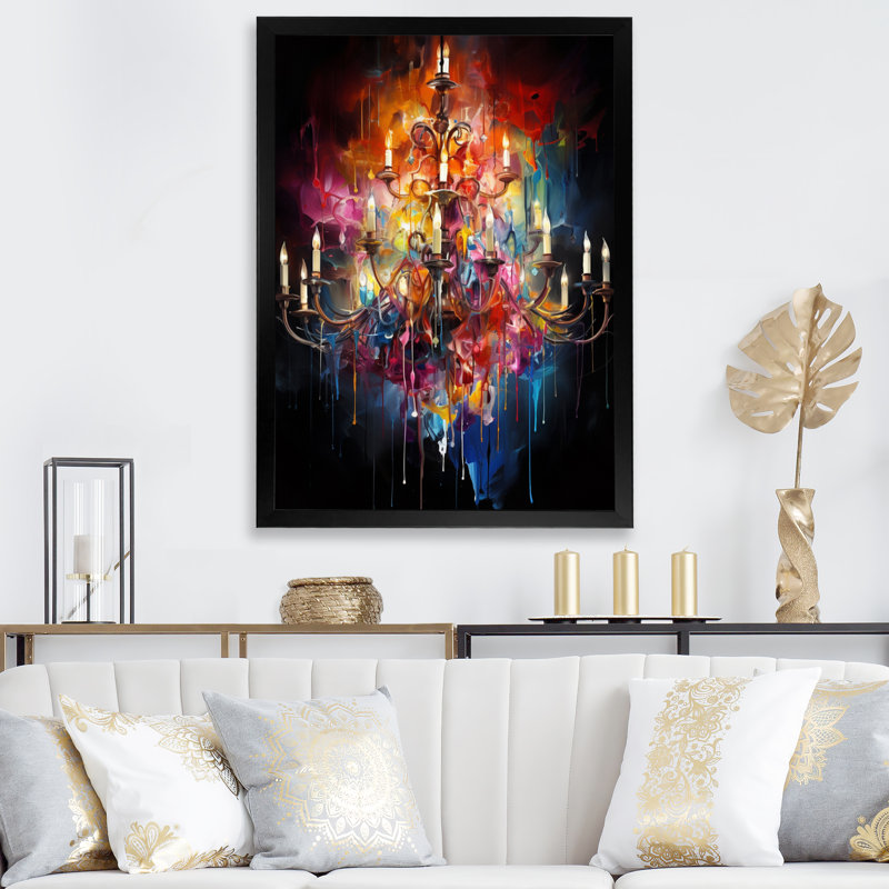 Jahzi Chandelier Harmony In Chaos I, reproduction d'art sur toile, H 40 po x l 30 po x P 1,5 po, Cadre photo noir
