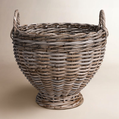 Zeppelin Cup Shaped Woven Rattan Footed Basket Storage
