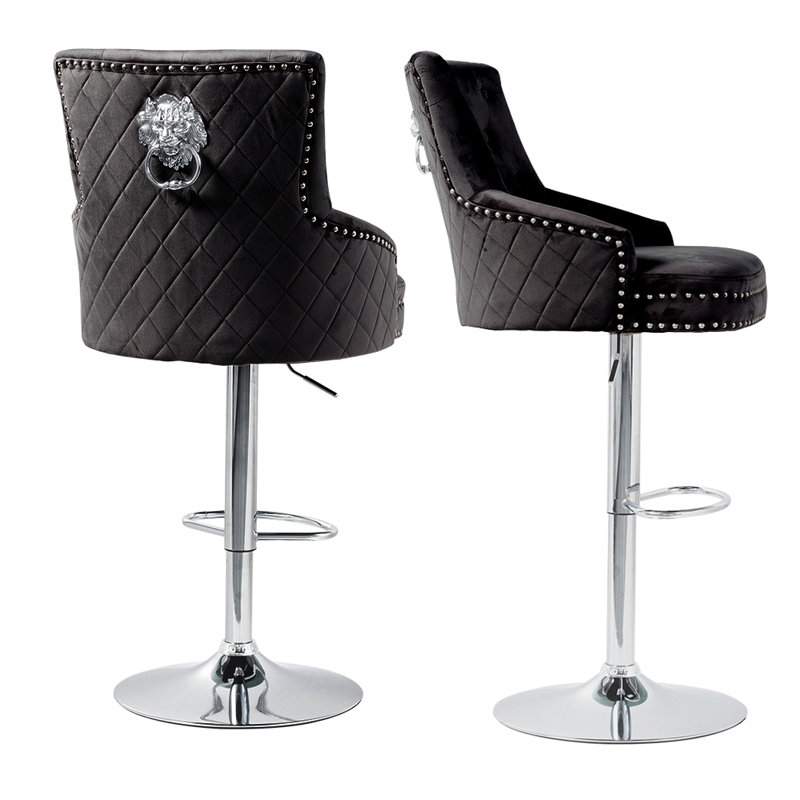 Rish Swivel Upholstered Adjustable Height Counter Stool with Metal Frame, Black