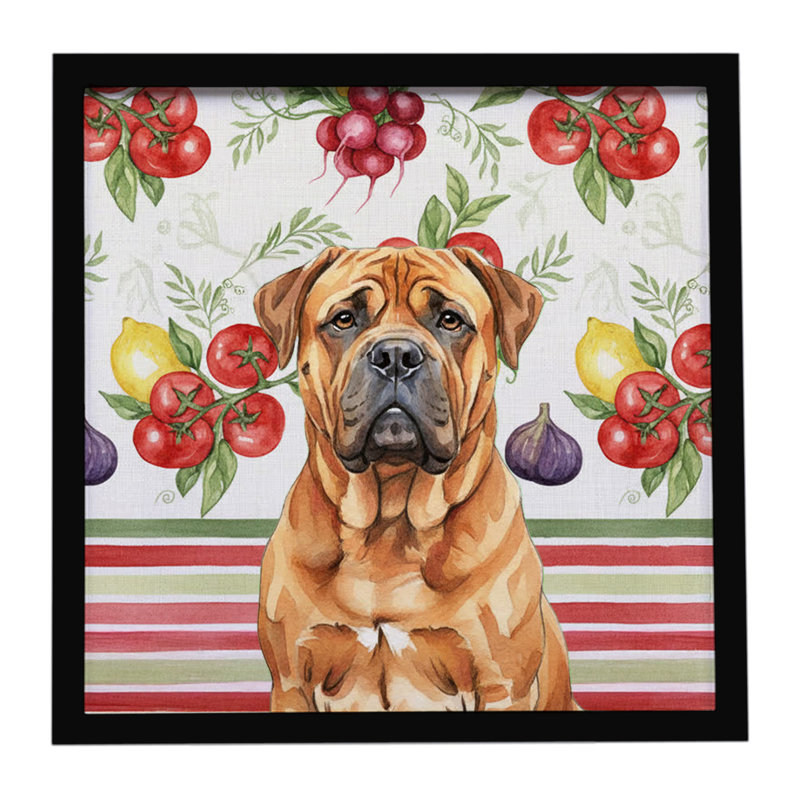 Red Bullmastiff Légumes, impression sur métal encadrée, Rouge