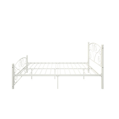 White Full Metal Bed With Construction - Modern Design, Quiet And Noiseless, Easy Assembly Kit, No Box Spring Needed, Suits 8-inch+ Mattress, 600 Lbs Max Weight In White, Look Build, Strong Structure