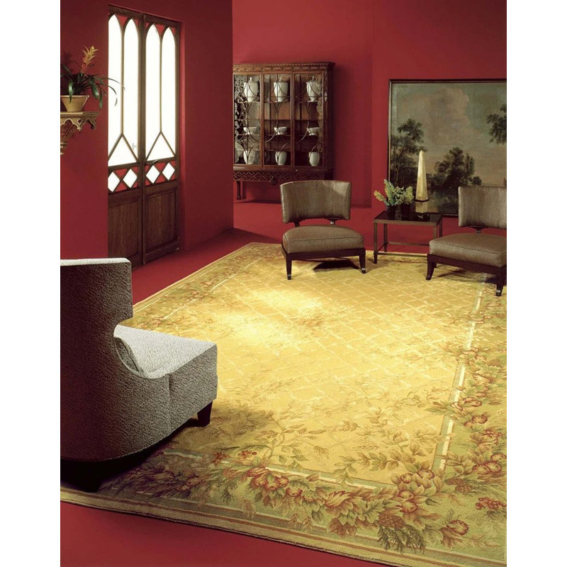 Wool Floral Area Rug, Rectangle 10'1" x 14'