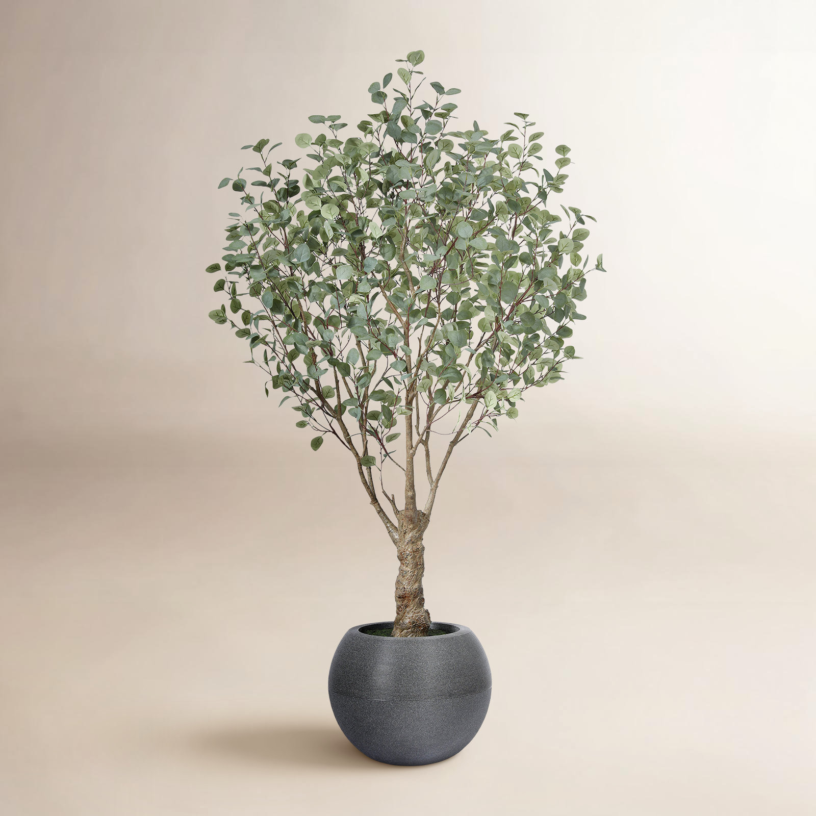 Aldery 7ft UV Resistant Fake Eucalyptus Tree with Grey Tall Planter for Indoor Outdoor Home Decor