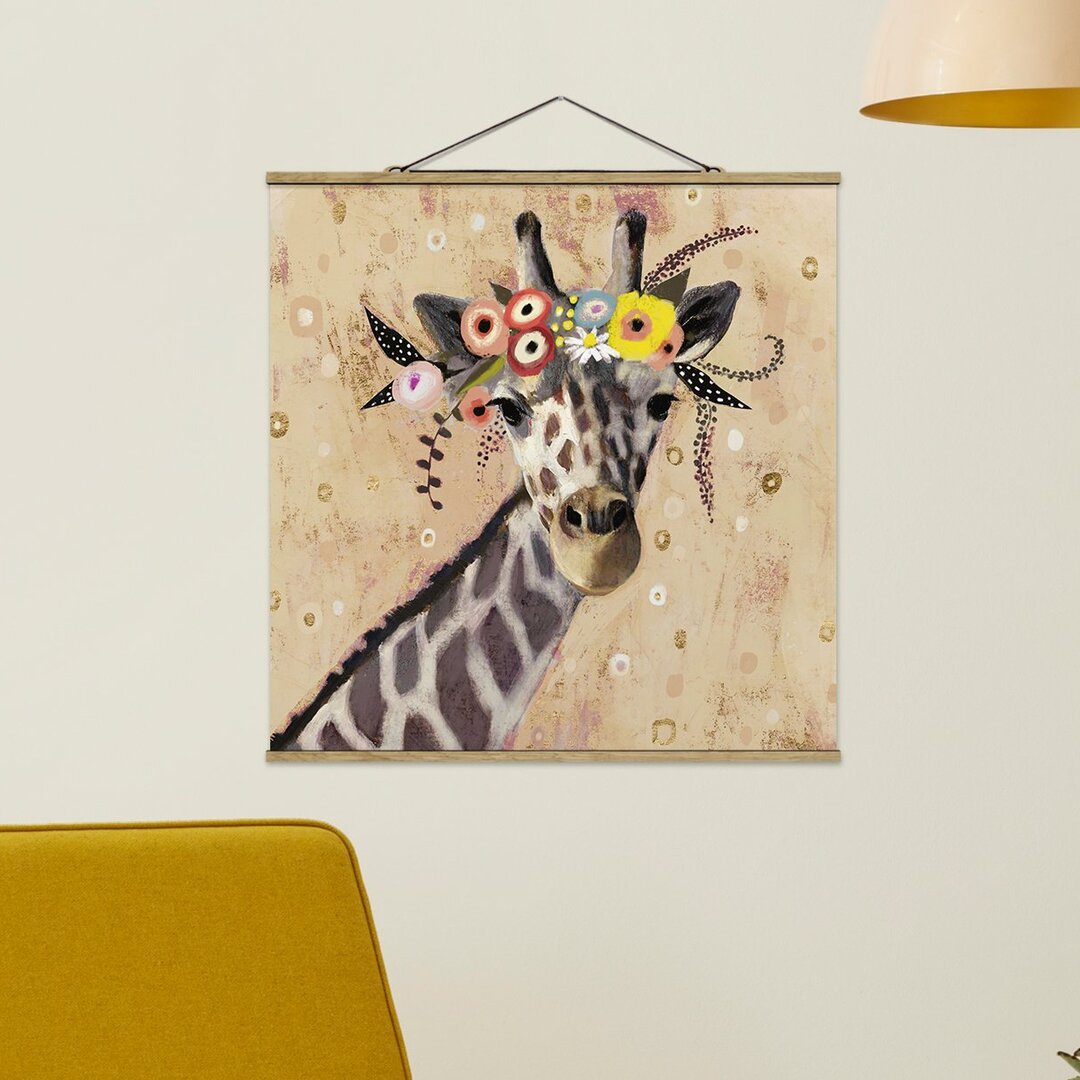 Stoffbild Mit Posterleisten - Klimt Giraffe - Quadrat 1:1