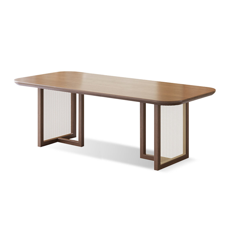 Brown Rectangular Solid Wood Dining Table, 29.53"H x 86.61"L x 35.43"W