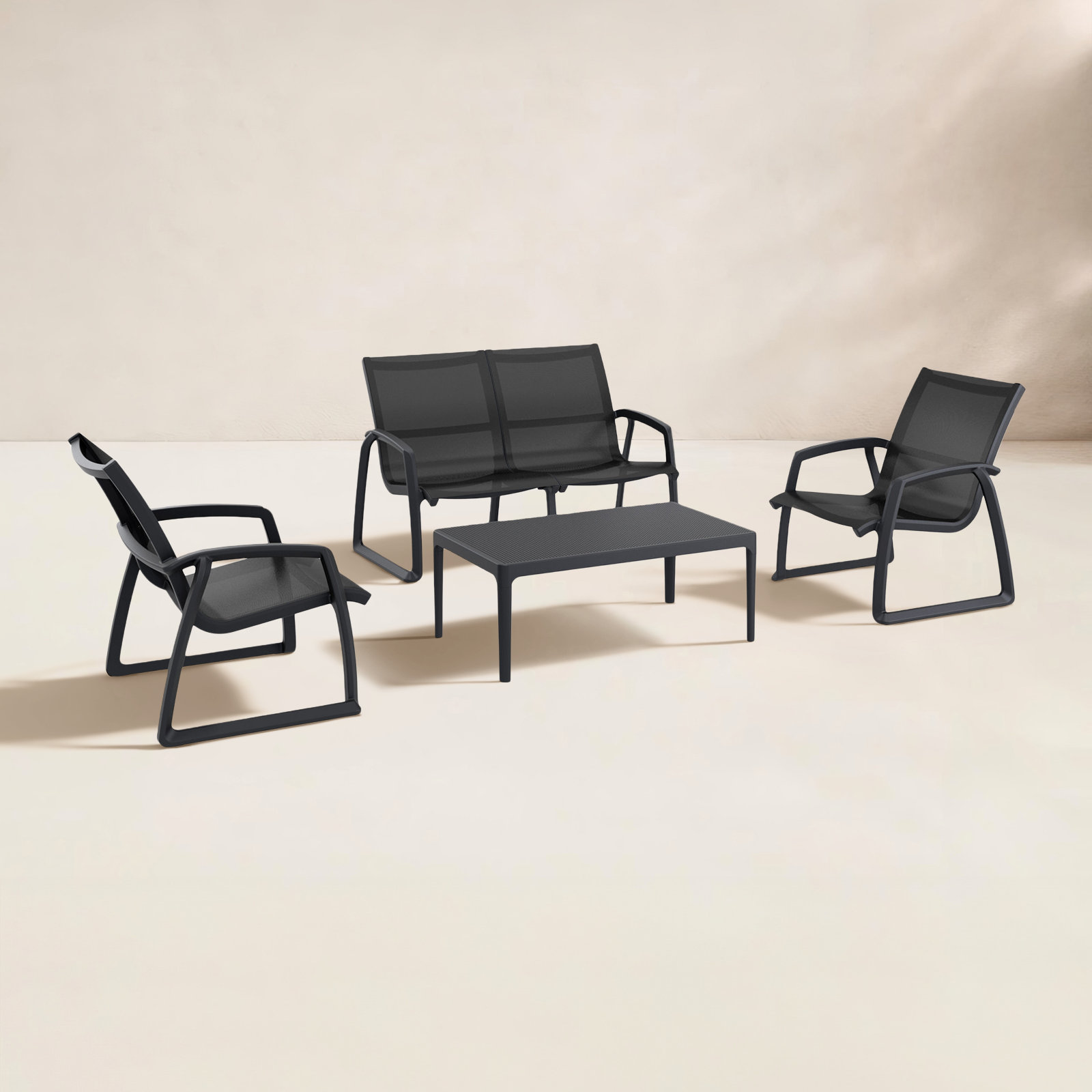 Farrah 4 - Person Patio Conversation Set, Black