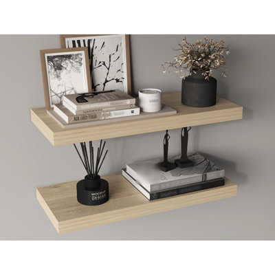 31.5" Wide Horizontal Floating Wall Shelves Of 2 For Primary Living Space Open Back And Easy To Install Displaying Items Modern Style - Mounted With Ideal Decor Books