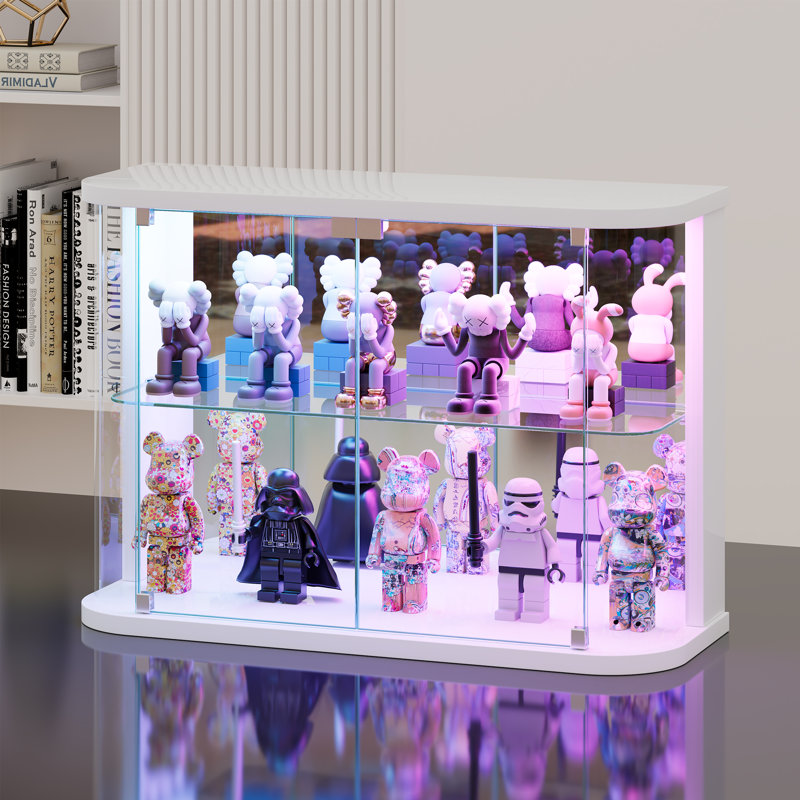 Petite vitrine à 2 niveaux avec modes d'éclairage Music-Sync, Blanc