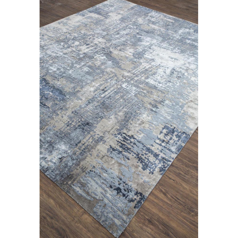 Contemporary One-of-a-Kind Rectangle 9'1" X 12'1" Hand Knotted Area Rug