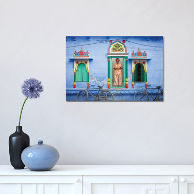 India, Rajasthan, Spiritual Man In Doorway. by Jaynes Gallery - Wrapped Canvas Gallery-Wrapped Canvas Giclée