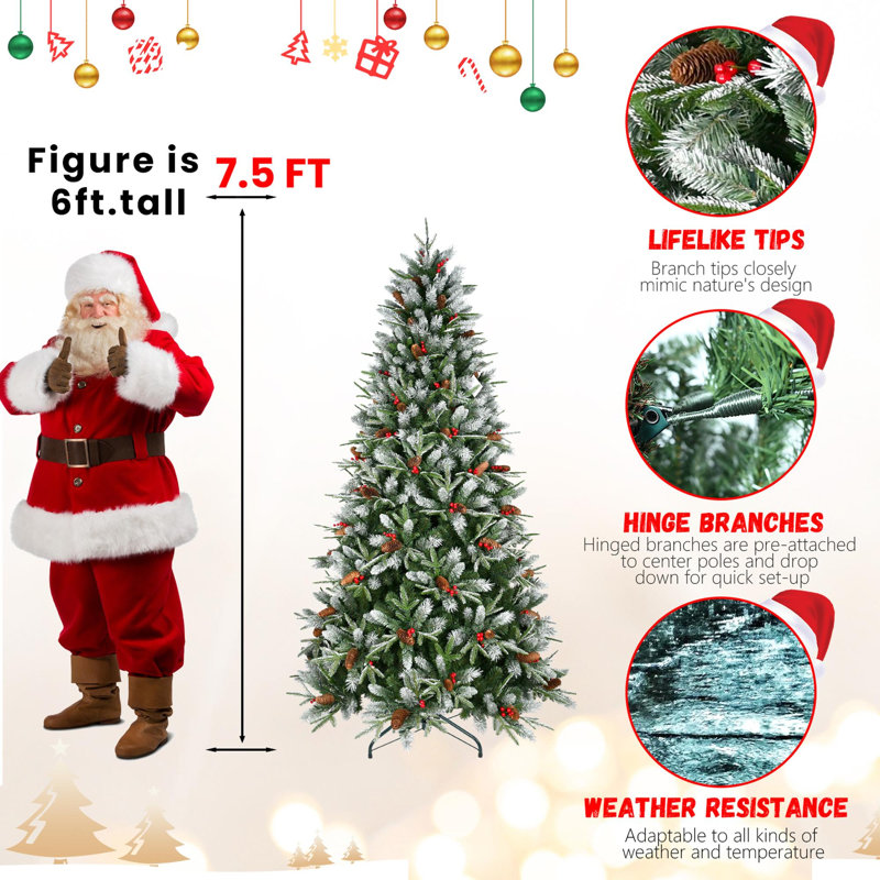 7.5FT  PVC Artificial Christmas Tree, 7.5' H