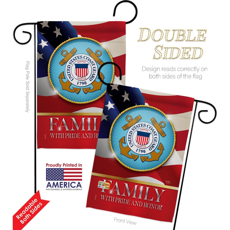 Rembourrage en polyester à 2 faces 19 x 13 po Family honore Ensemble de drapeaux, Garde côtière des États-Unis