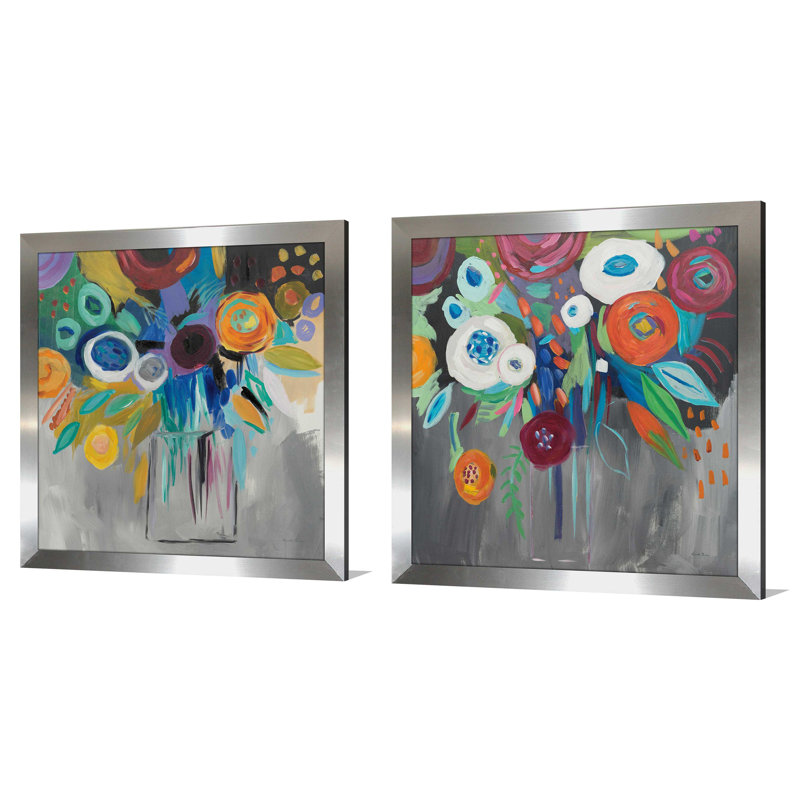 «Burst of Magic», ensemble de 2 reproductions de peintures à l'acrylique, H 21,5 po x l 43 po x P 0,75 po