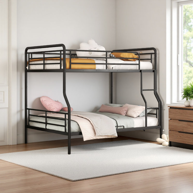 Full XL Over Queen Metal Bunk Bed, Black