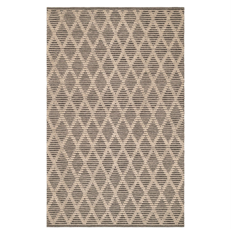 Textured Diamond Blue/Ivory Handwoven Cotton Rug, Rectangle 5' x 8'