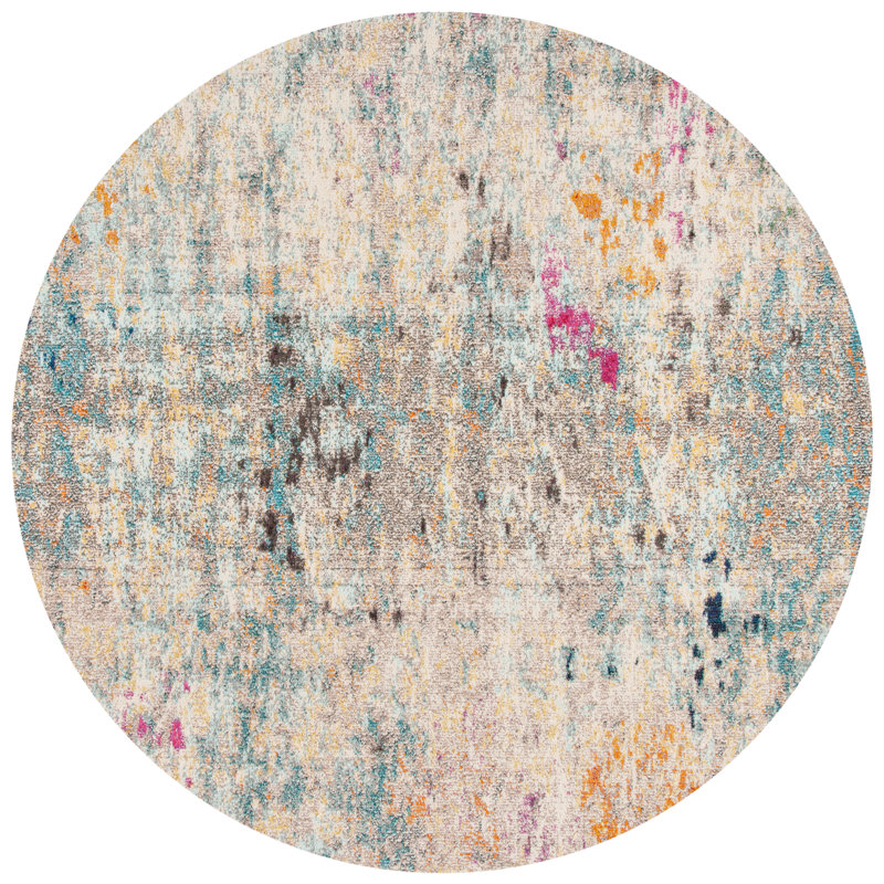 Tapis beige / gris Riccio, Rond 6 pi 7 po
