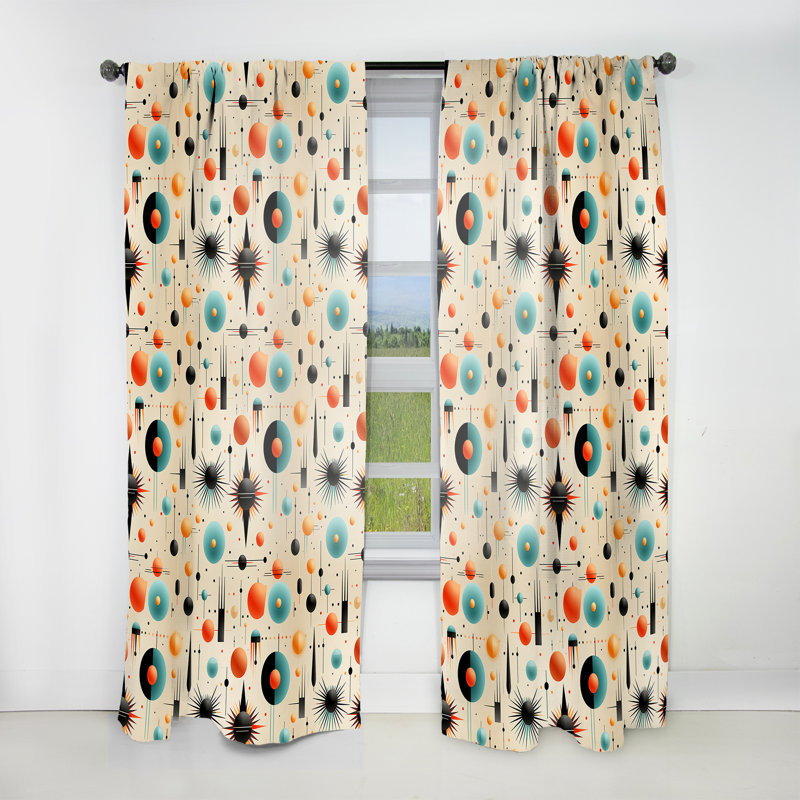 Rideau Mid-Century géométrique Resurg II Mid-Century - Velours obscurcissant - 1 panneau, L 52 po x L 63 po