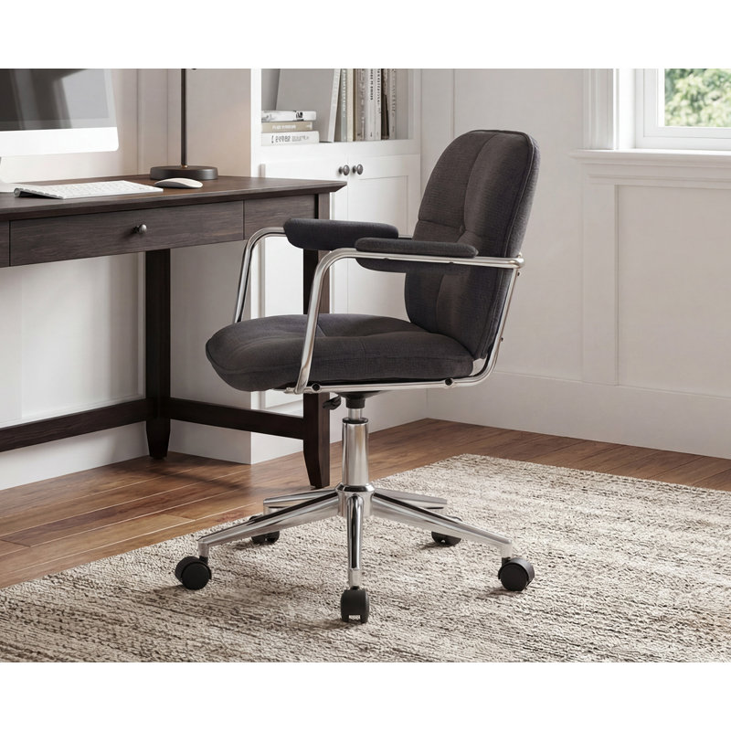 Modern Height-Adjustable Swivel Desk Chair 360°Silent Casters Office Chair Easy Assembly Ergonomic Computer Chair, Grey